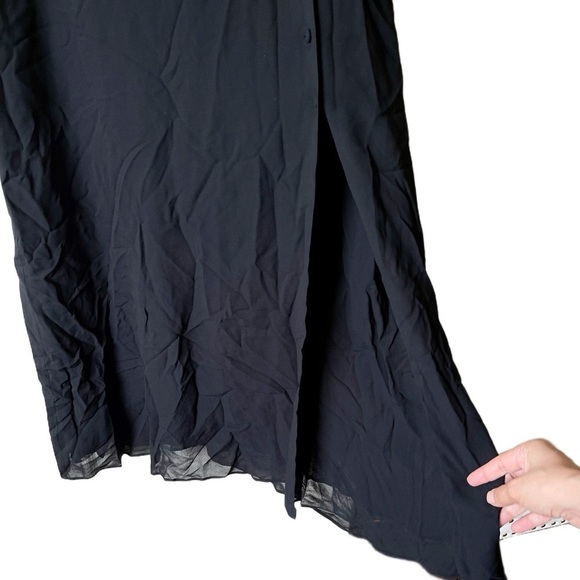 Reformation Adelia Dress Side-Buttons Long-Sleeve Midi Lace Sheer Black 8 EUC - Picture 3 of 8